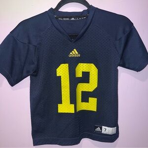 U of M Adidas‎ Kids Dark Blue Jersey with Yellow Number 12 Michigan